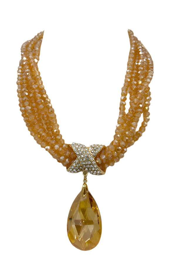 Misty Blue Charlotte - Multi-Strand Teardrop Statement Necklace Set