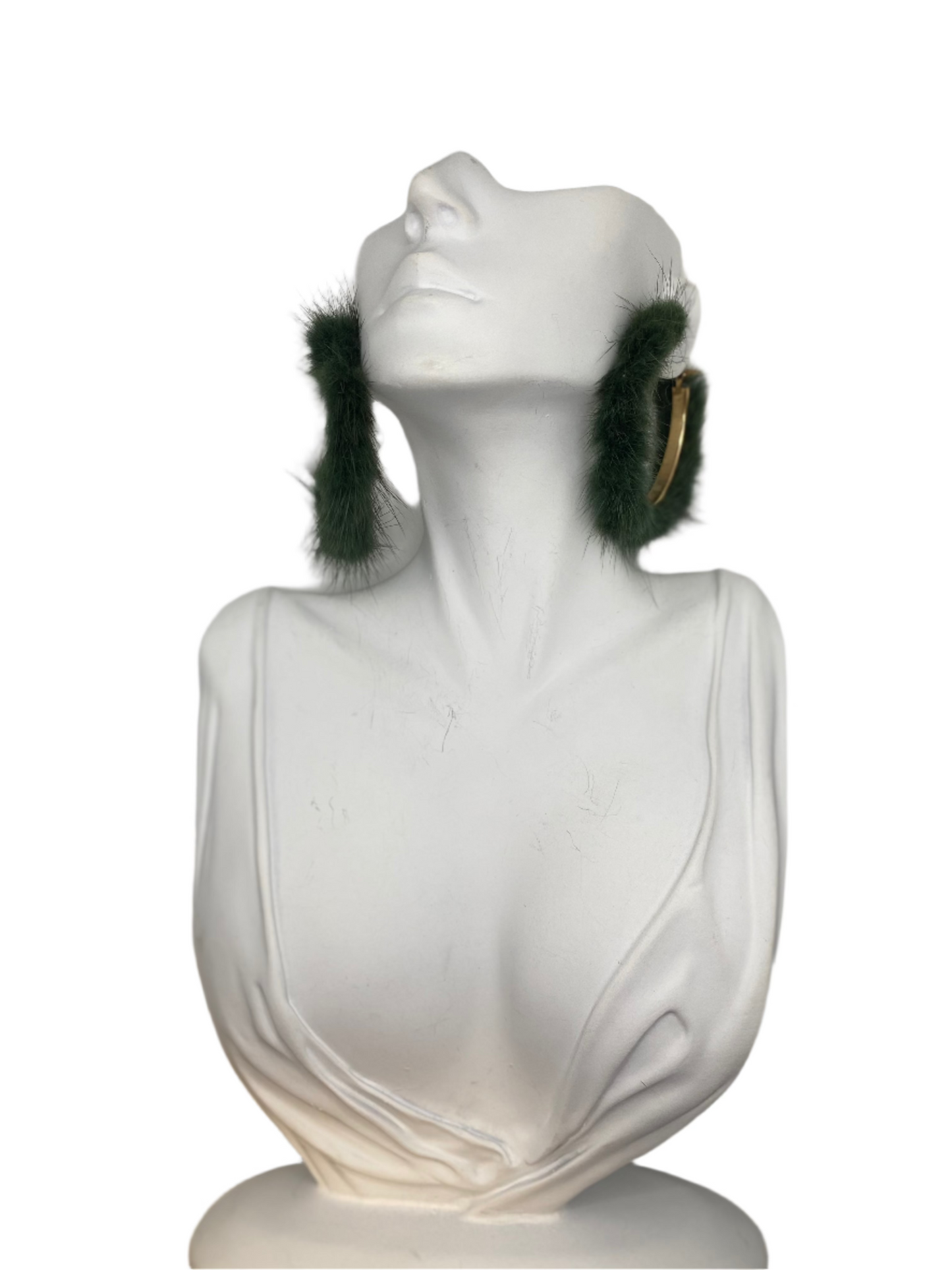 Misty Blue Furrahra - Large Fur Hoop Earrings