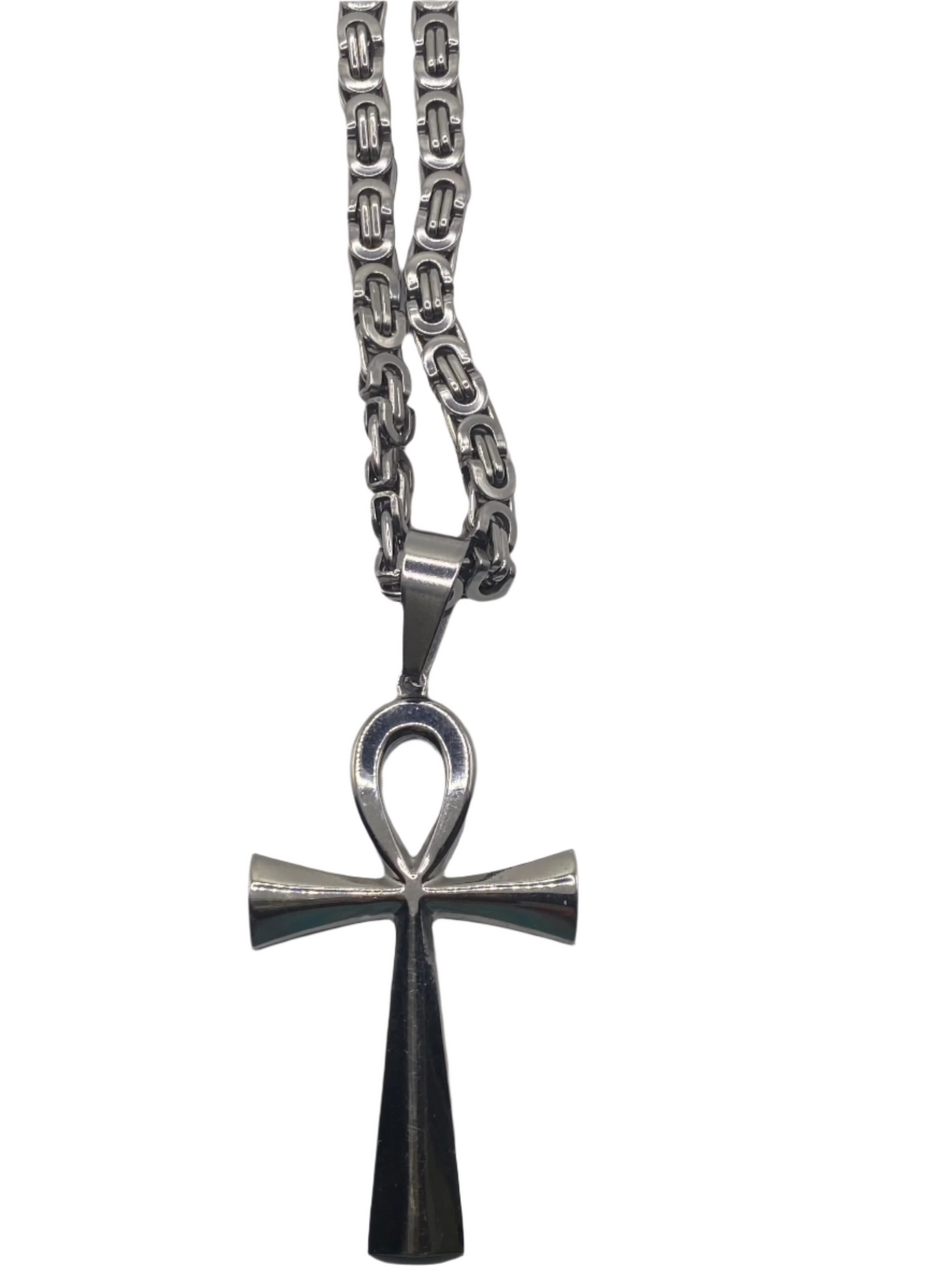 Misty Blue Angelo - Stainless Steel Ankh Pendant with Chain