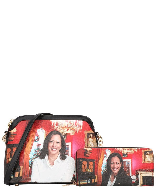 Misty Blue - Kamala Harris 2N1 Crossbody Bag & Wallet Set