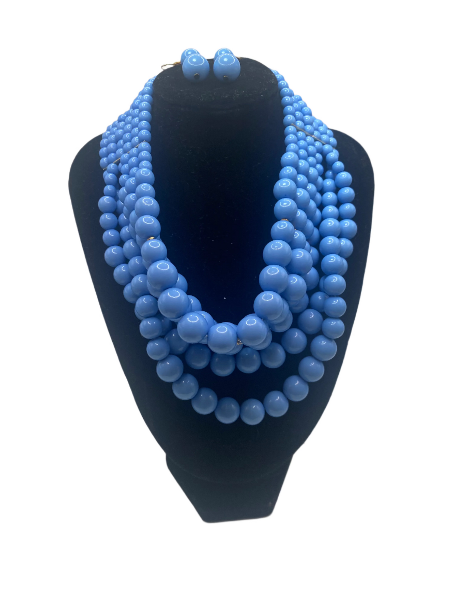 Misty Blue Beverly - Layered Strands Statement Choker Necklace Set