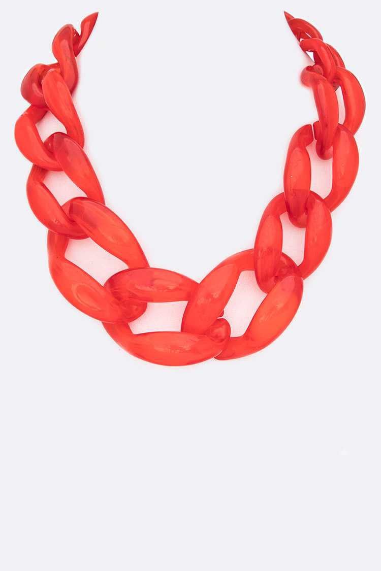 Misty Blue Fiona - Oversize Resin Chunky Link Necklace