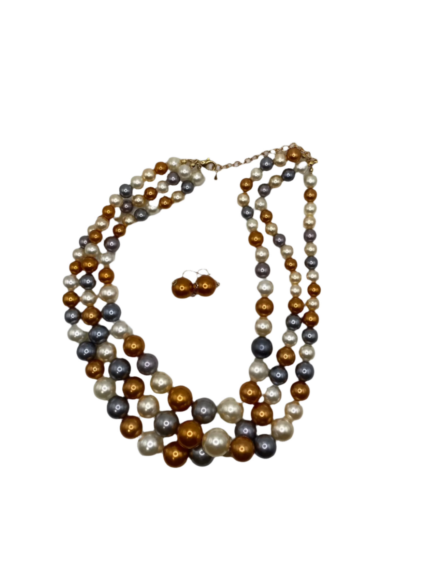 Misty Blue Tabitha - Triple Layer Multi Color Pearl Necklace Set