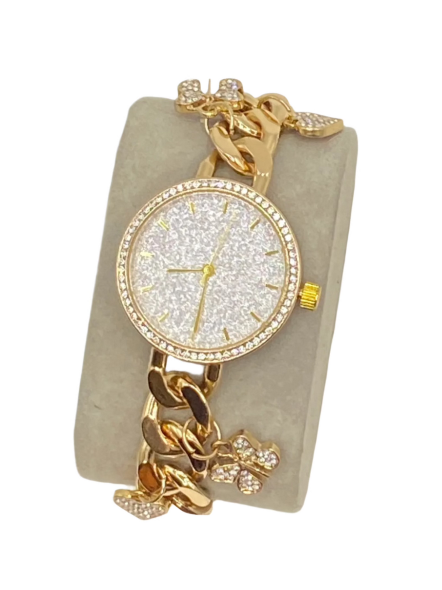 Misty Blue Melissa - Butterflies and Hearts Charm Bracelet Watch