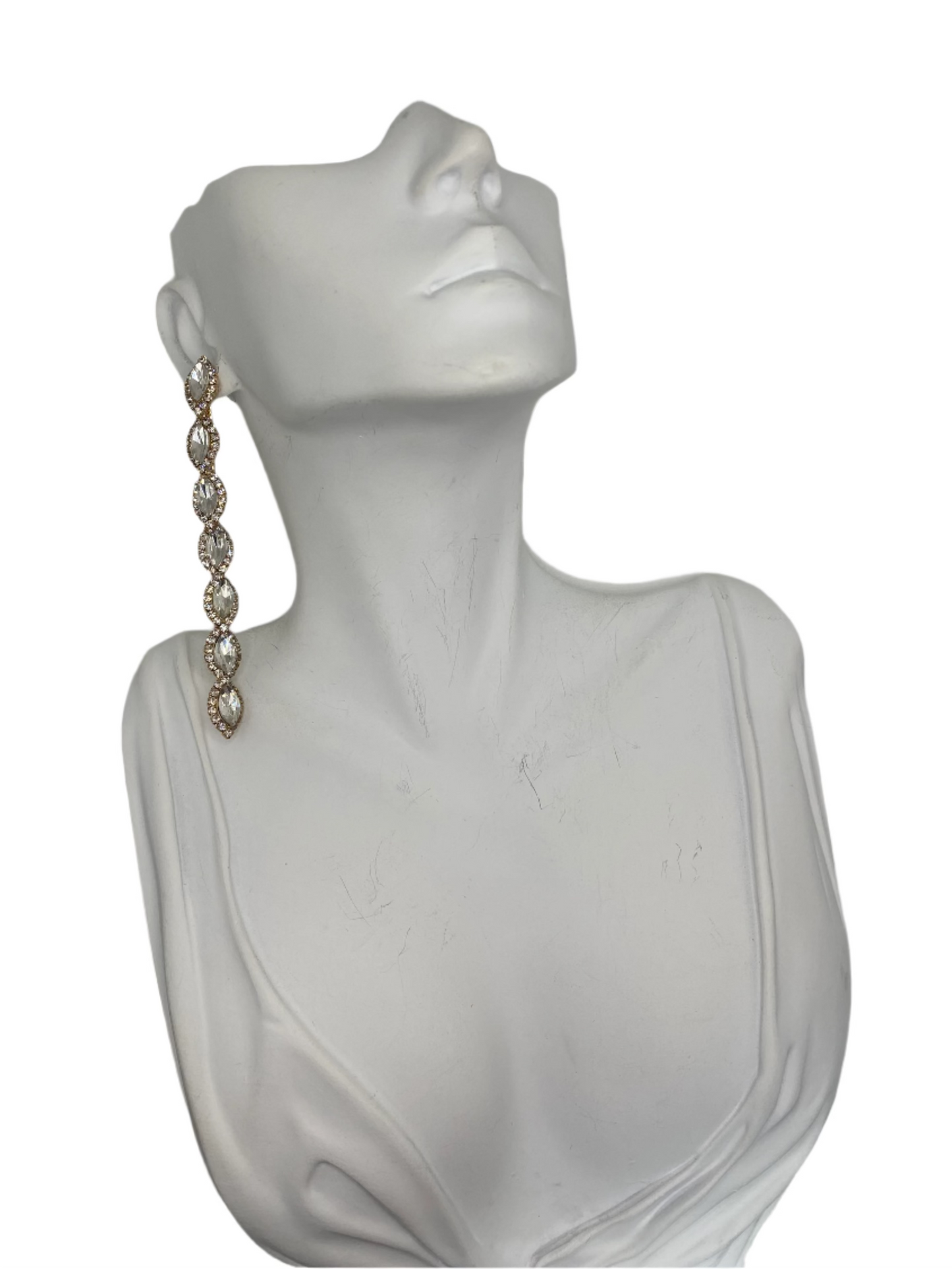 Misty Blue Latrice - Long Dangling Marquise Cut Earrings