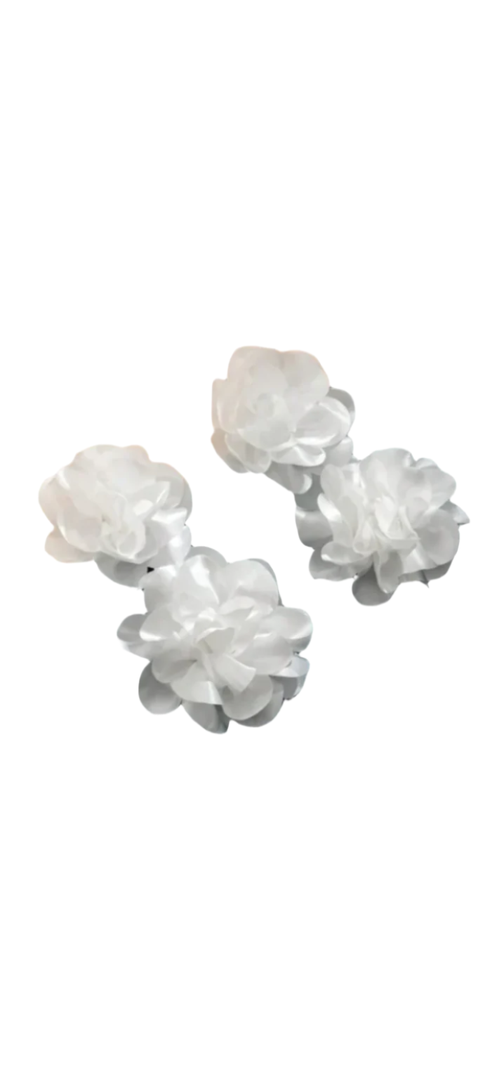 Misty Blue Jazell - Fabric Flower Pierced Earrings