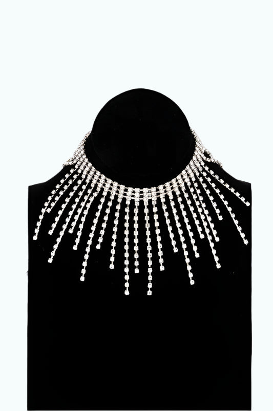 Misty Blue Fergie - Rhinestone Spike Collar Necklace