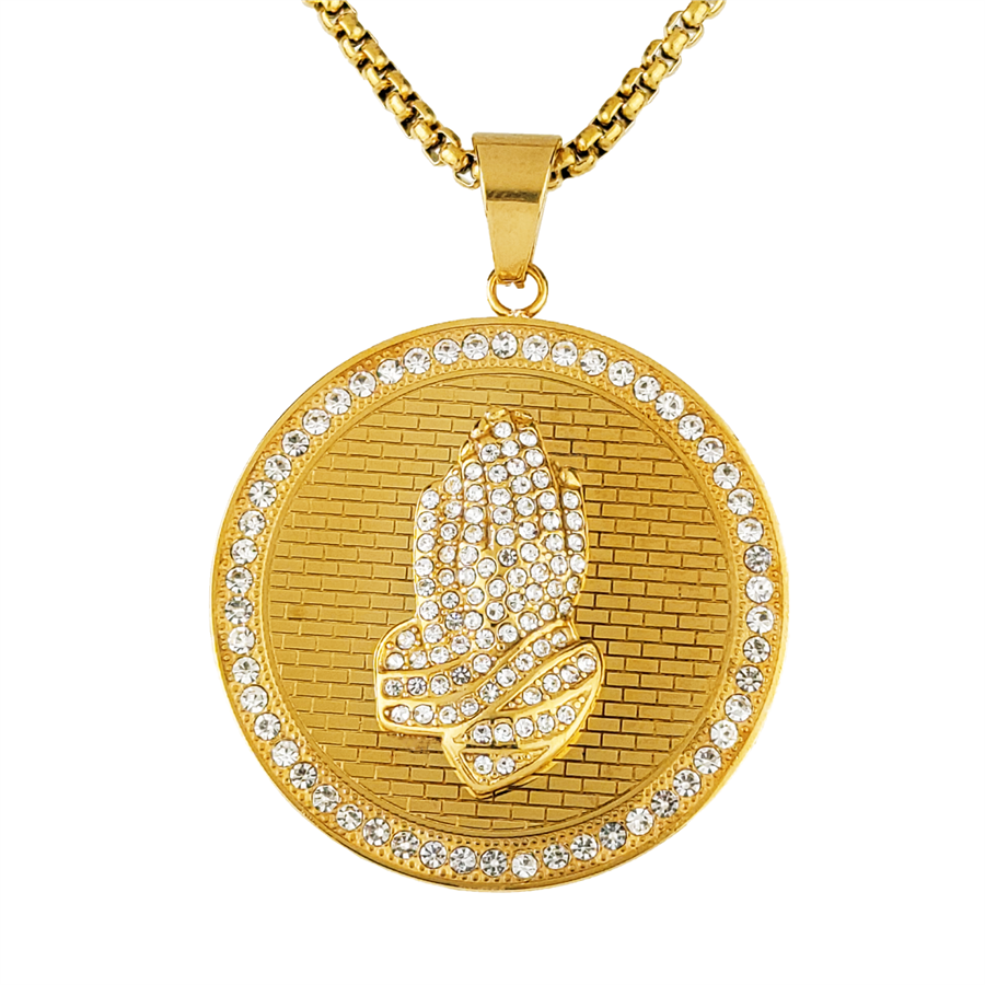 Misty Blue Daniel - Praying Hands Pendant and Chain Set