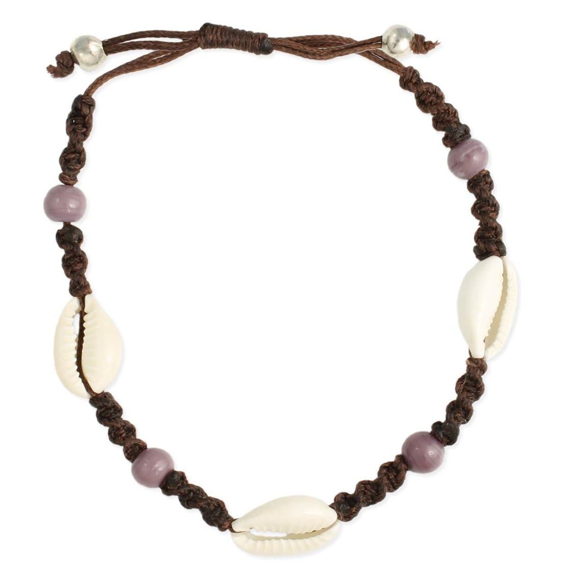 Misty Blue Maddi - Cowrie Shell & Bead Drawstring Anklet