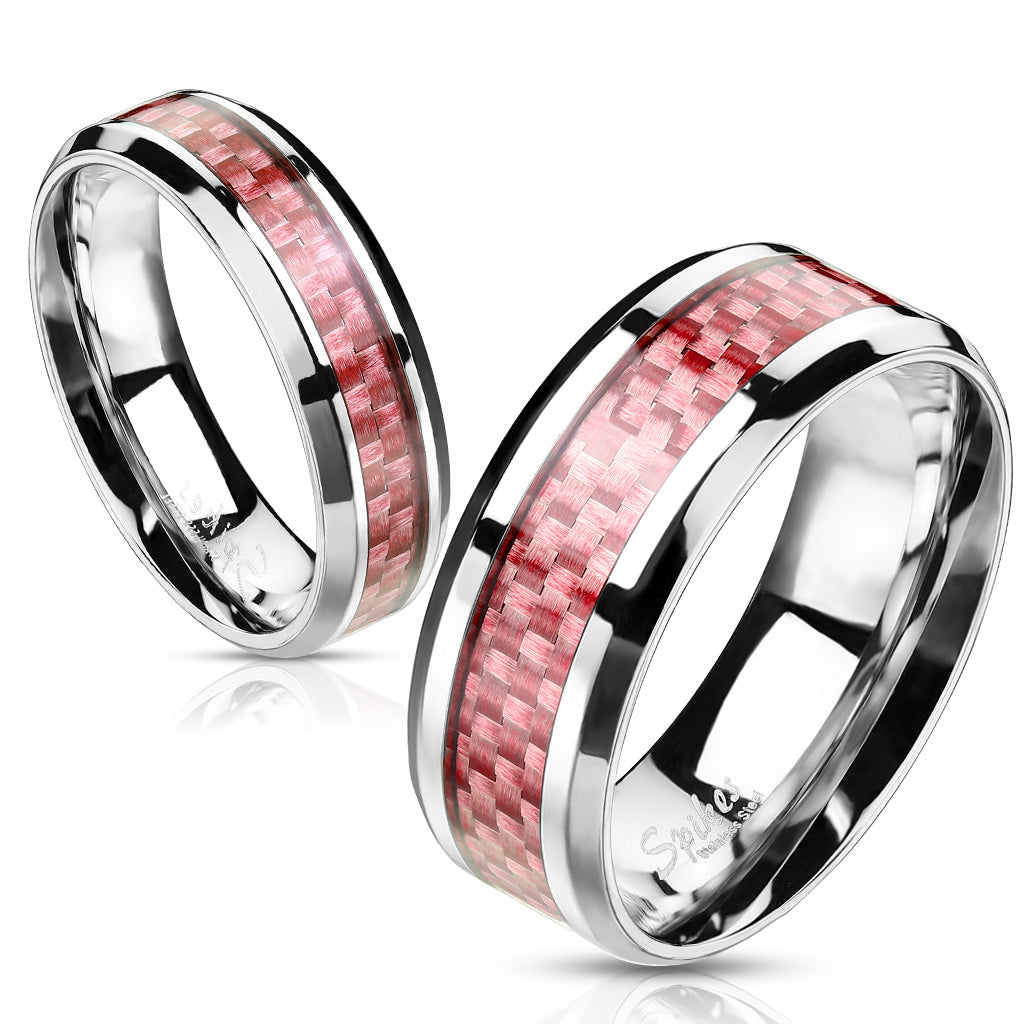 Misty Blue Carbon Contrast Stainless Steel Ring
