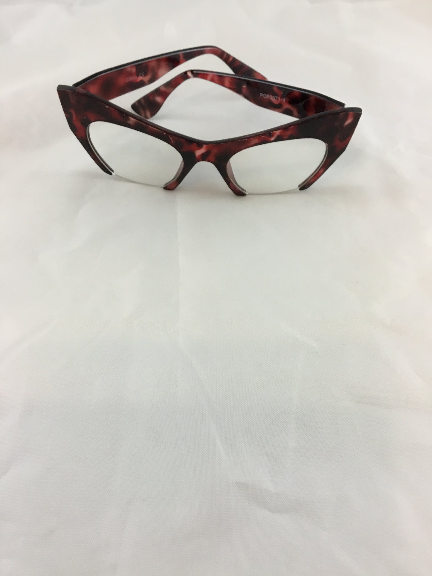 Misty Blue Cat Eye Bottomless Rim Glasses