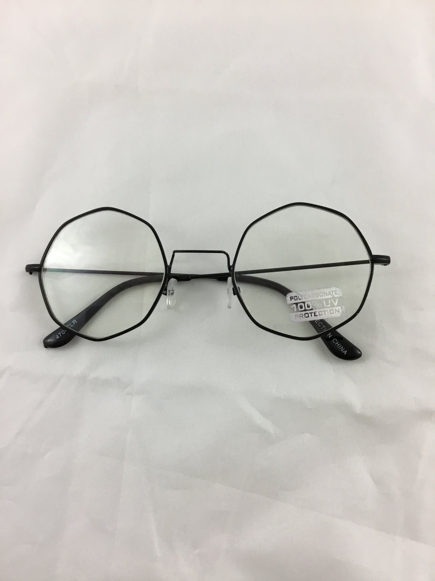 Misty Blue Round Thin Metal Clear Lens Glasses