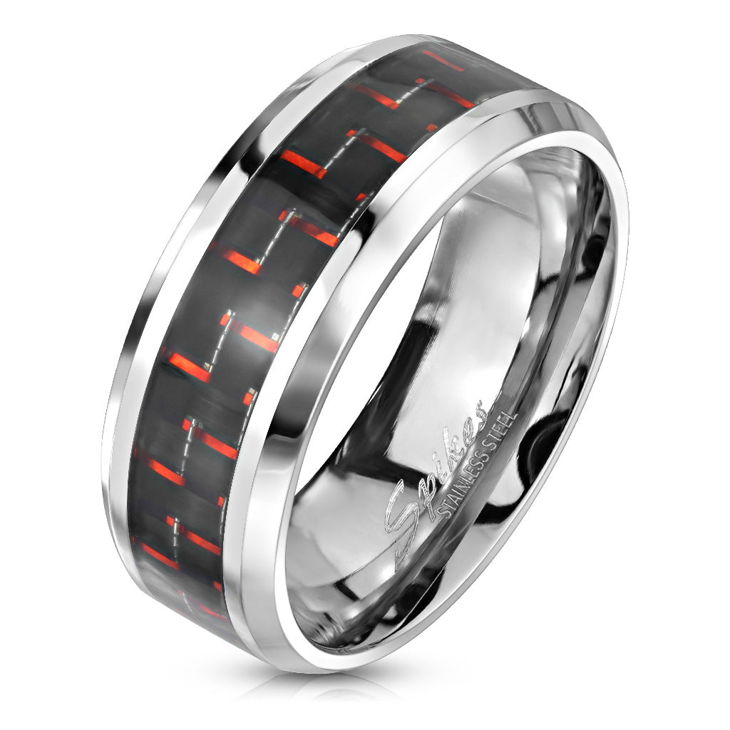 Misty Blue Carbon Contrast Stainless Steel Ring