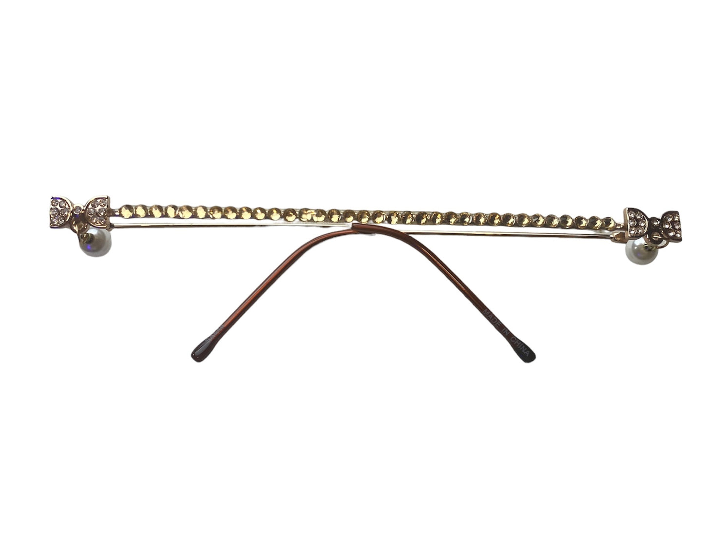 Misty Blue Jeweled Bow Tie Bar Sunglasses