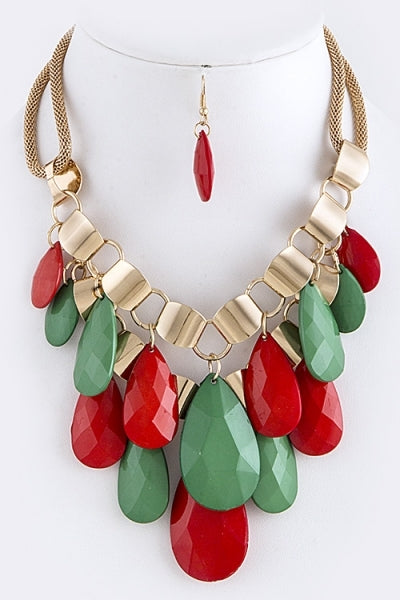 Misty Blue Christa - Christmas Theme Abstract Necklace Set