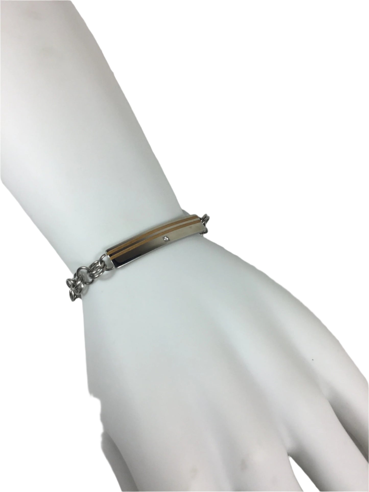 Misty Blue Two Tone Bar Stainless Steel Bracelet