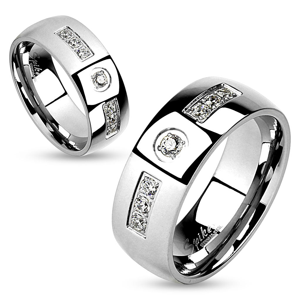 Misty Blue Gem Stainless Steel Ring