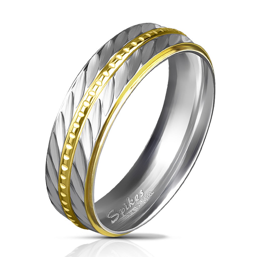 Misty Blue Gold Ball Stainless Steel Ring