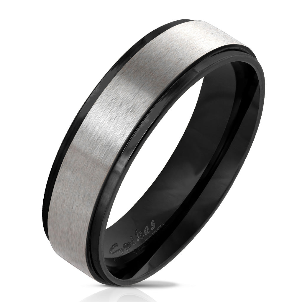 Misty Blue Sheridan - Brushed Stainless Steel Band Ring
