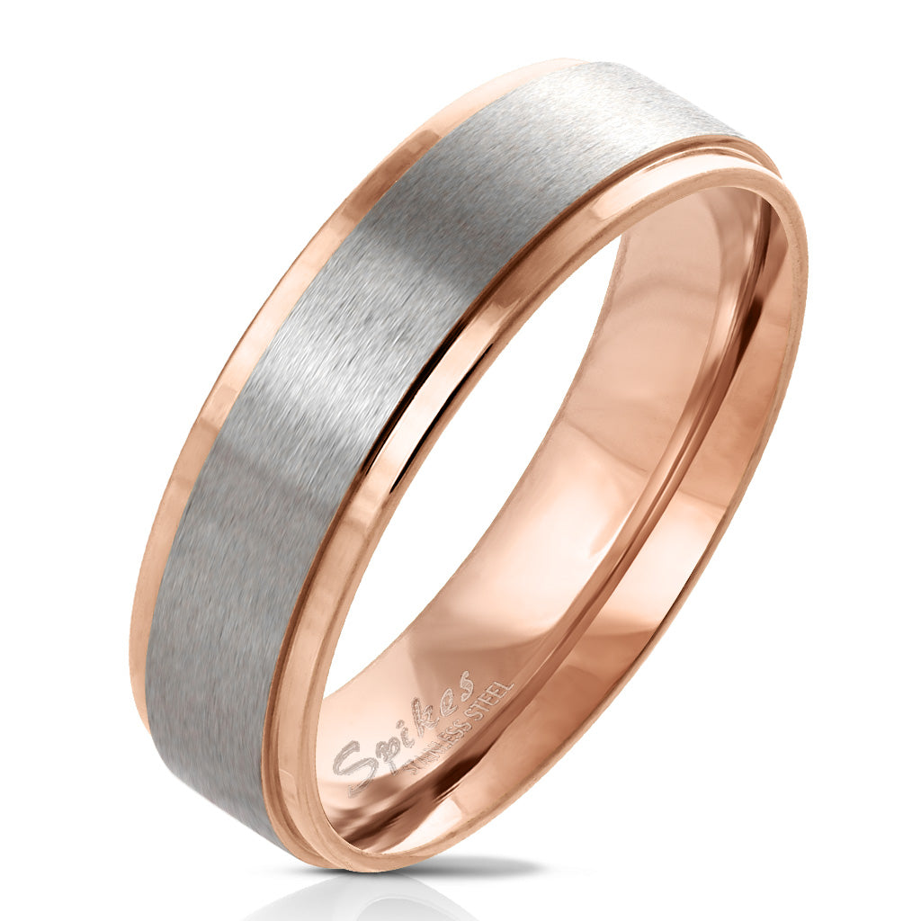 Misty Blue Sheridan - Brushed Stainless Steel Band Ring
