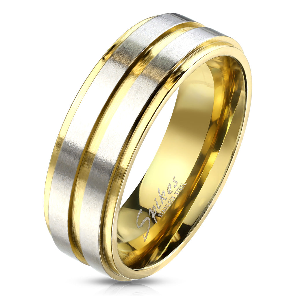 Misty Blue Wilson - Dual Groove Stainless Steel Ring