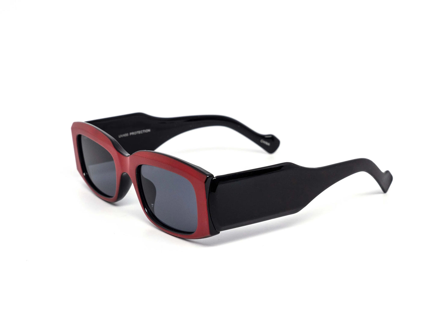 Misty Blue Rounded Rectangular Thick Temple Sunglasses
