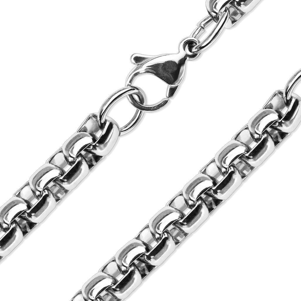 Misty Blue Round Box Stainless Steel Chain Necklace