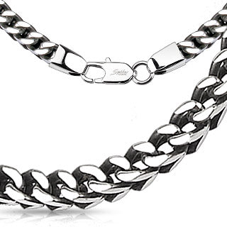 Misty Blue Boz - Box Weave Chain Link Stainless Steel Necklace