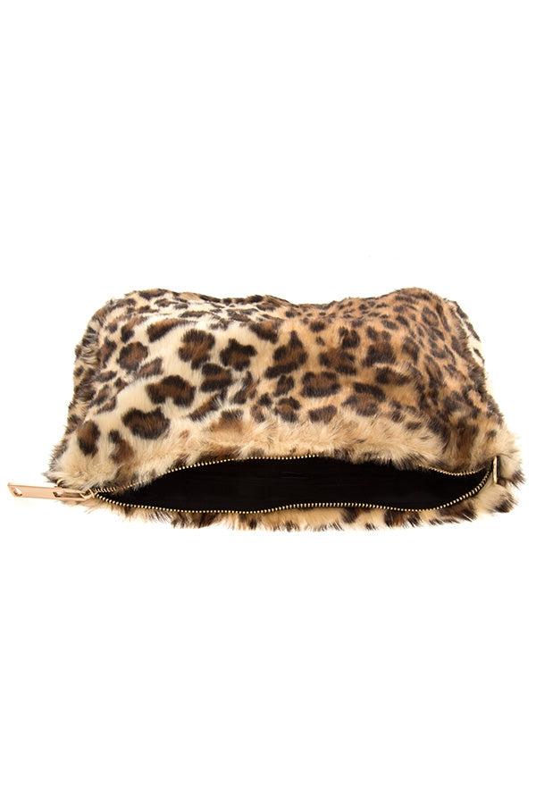 Misty Blue Roxy - Cheetah Faux Fur Chain Shoulder Bag