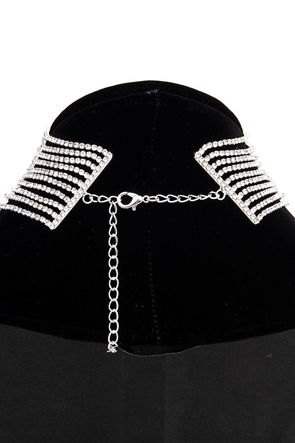 Misty Blue Millie - Multi Row Rhinestone Choker Necklace