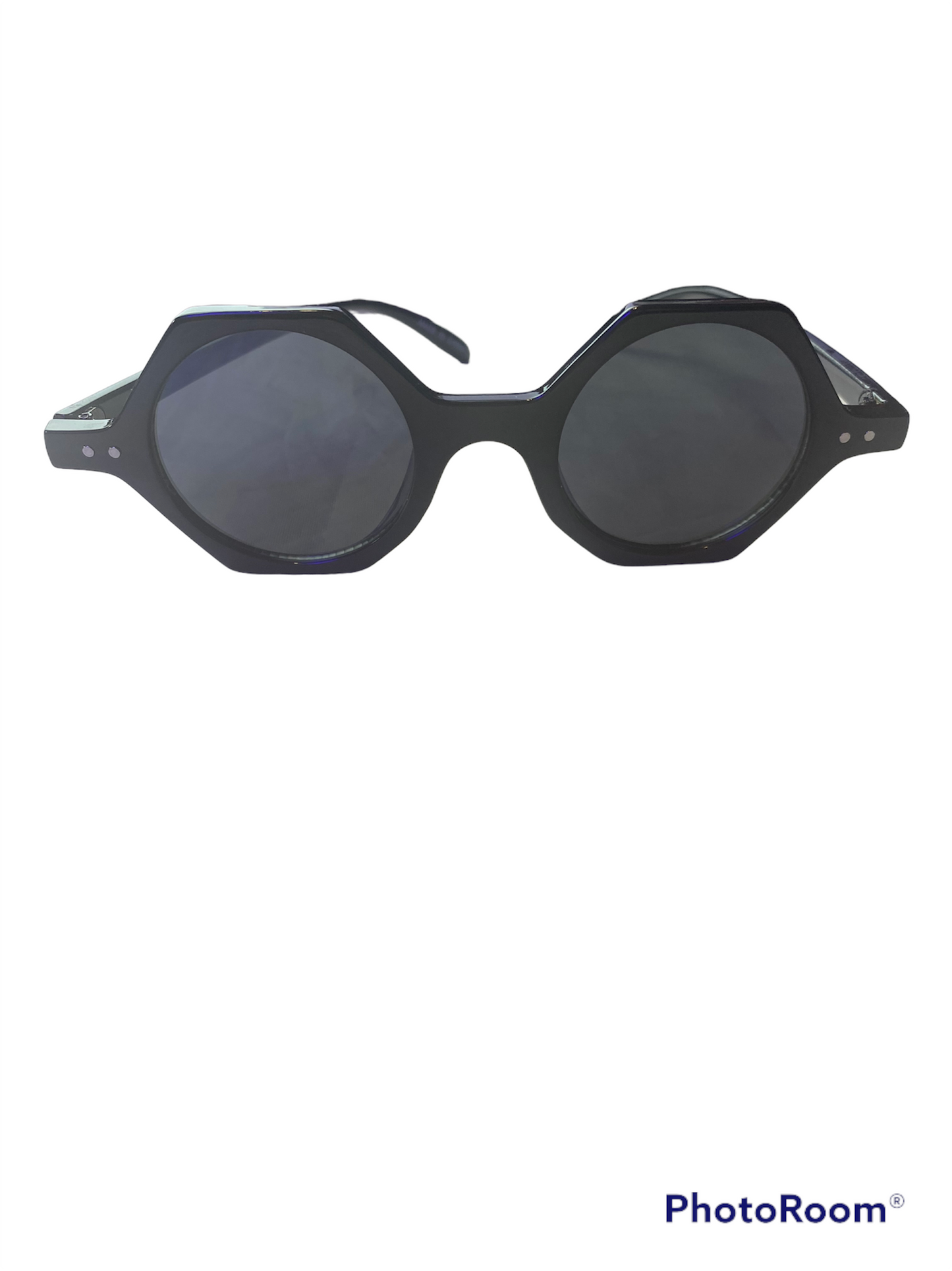 Misty Blue Hexagonal Round Sunglasses
