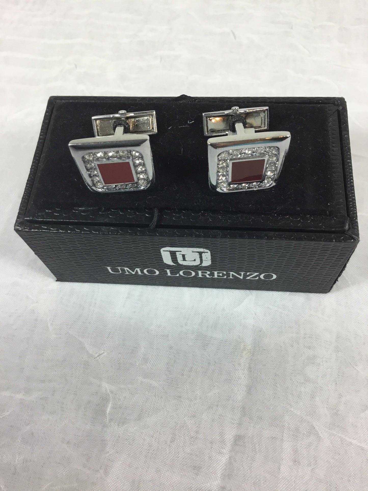 Misty Blue Brown Square CZ Stainless Steel Cuff Links
