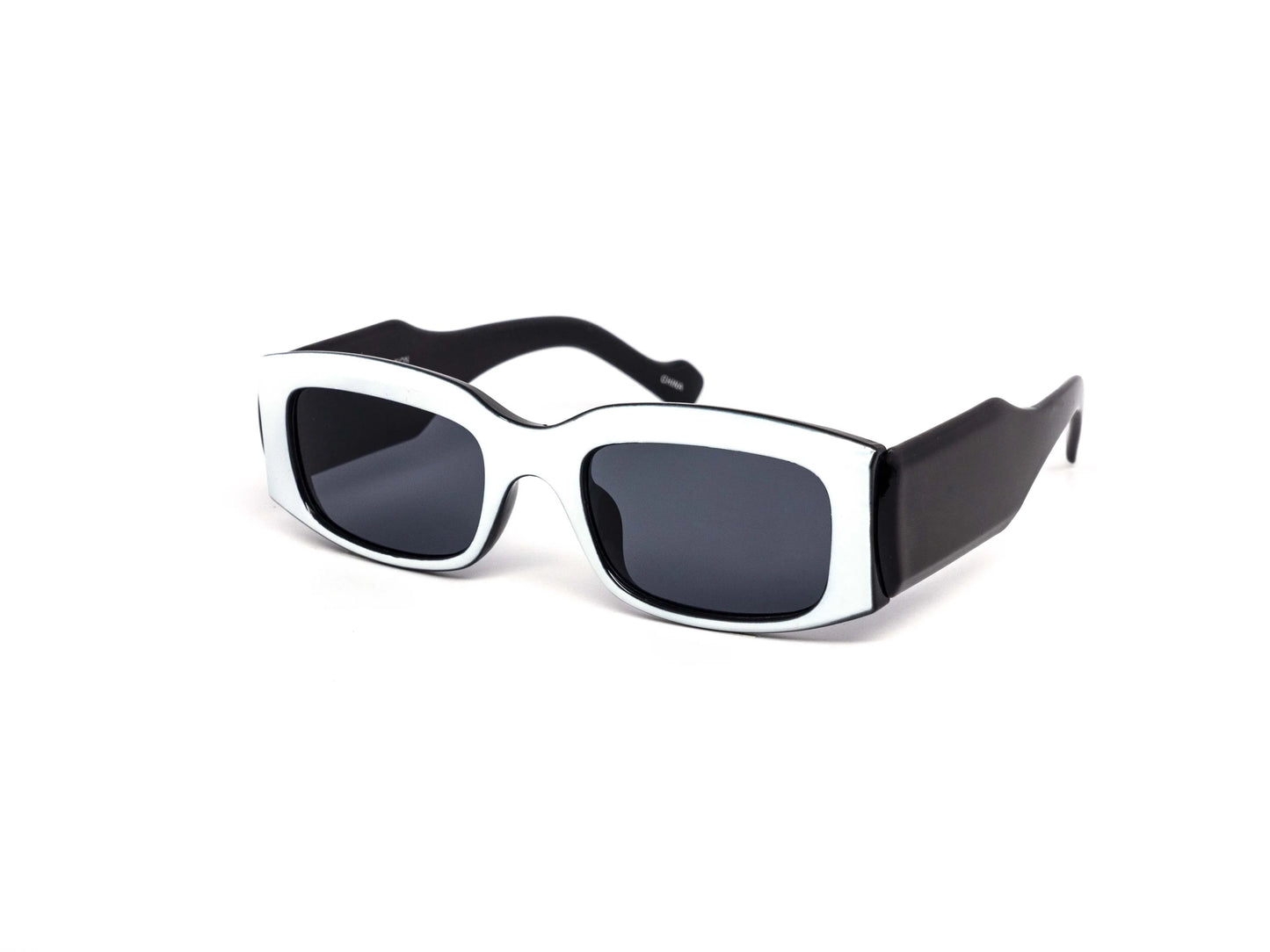 Misty Blue Rounded Rectangular Thick Temple Sunglasses