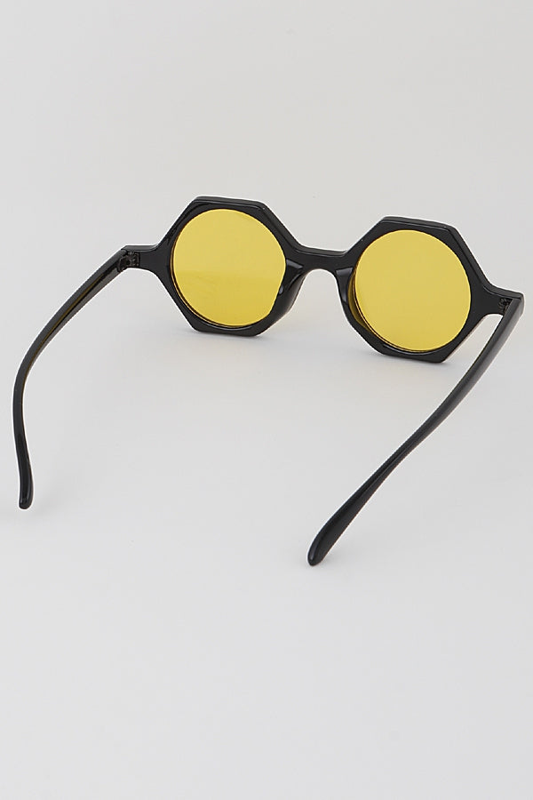 Misty Blue Hexagonal Round Sunglasses