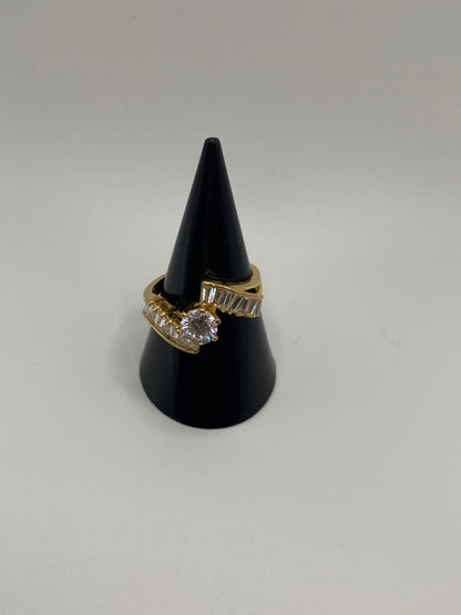 Misty Blue Tabitha - Solitaire CZ With Baguettes Engagement Ring