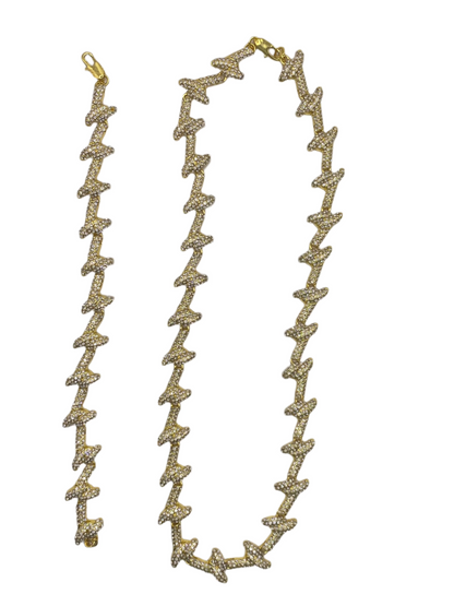 Misty Blue Ross - Ice All Over Stone Knot Necklace & Bracelet Set