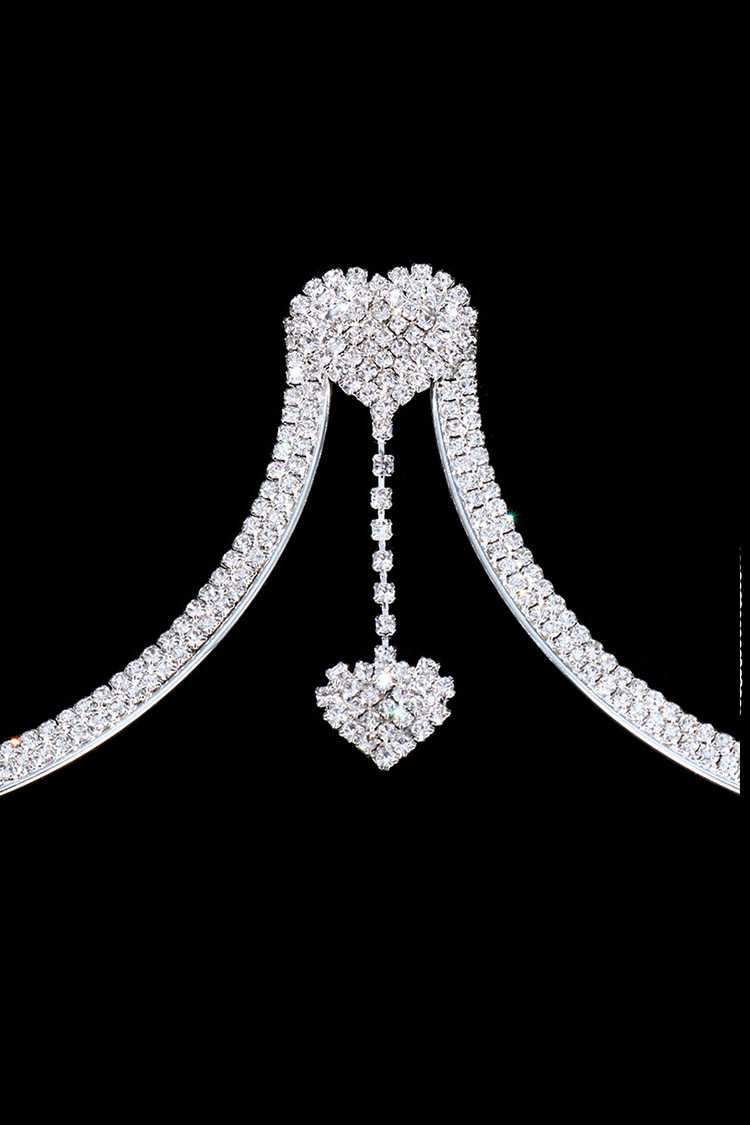 Misty Blue LaRhonda - Dangle Heart Crystal Bra Chain