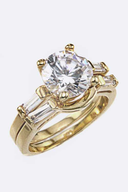 Misty Blue Hazel - Round Engagement Ring Set