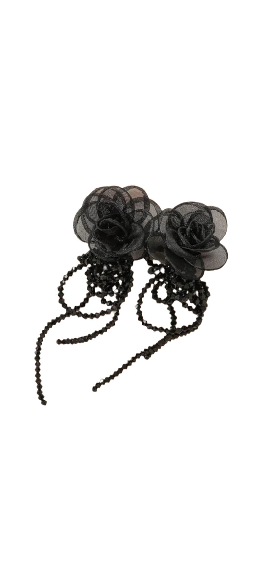 Misty Blue Mavis - Flower Bloom Pierced Earrings