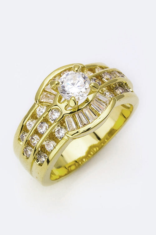 Misty Blue Wanda - Cluster of CZ Engagement Ring