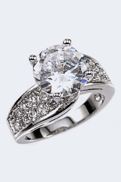 Misty Blue Raina - Round Center Cut CZ Engagement Ring