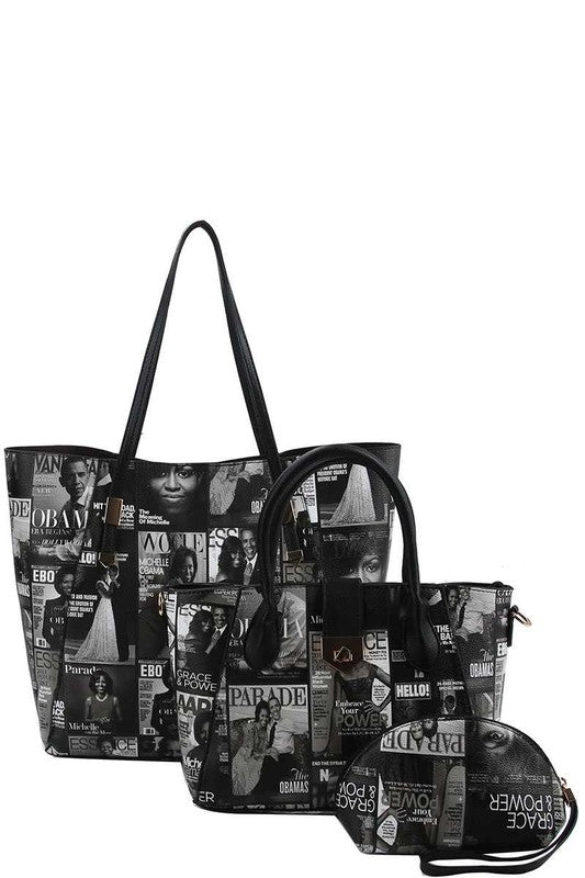 Misty Blue Women's Grace & Power Obama Magazine Style Handbag Set