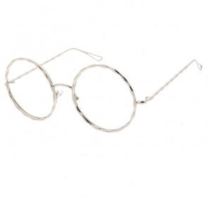 Misty Blue Round Twisted Metal Clear Lens Glasses