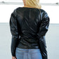 Misty Blue Women's Black Leather Look Front Zipper Jacket