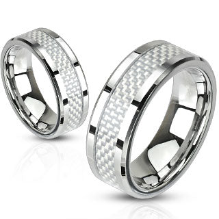 Misty Blue Carbon Contrast Stainless Steel Ring