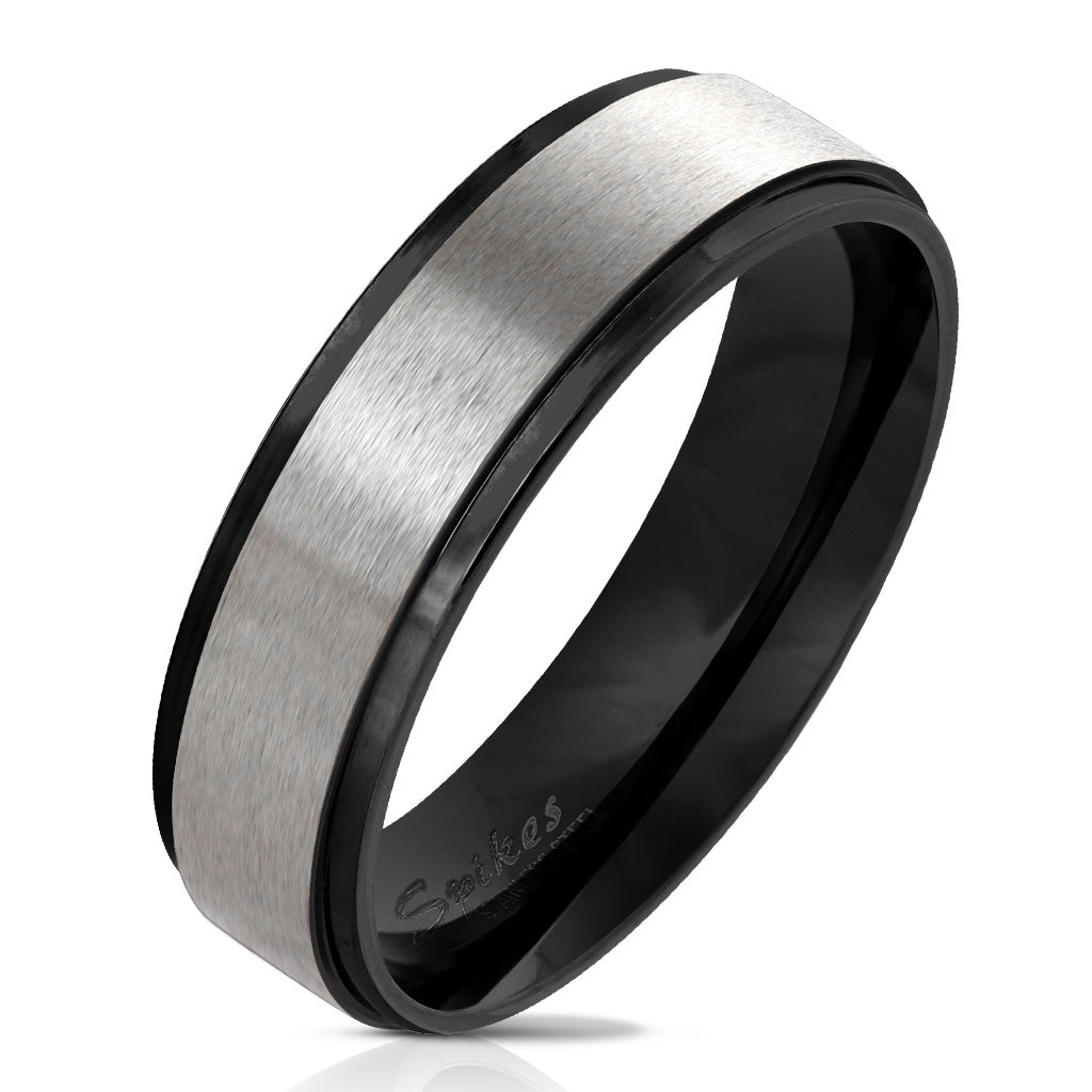 Misty Blue Brushed Stainless Steel Ring