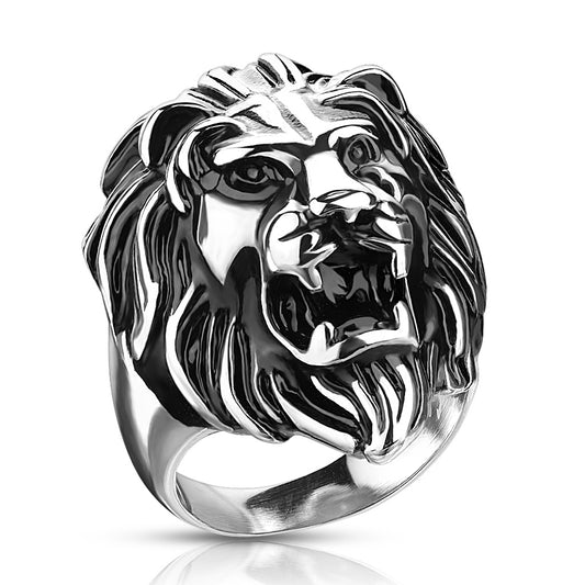 Misty Blue Lion Head  Stainless Steel Cast Ring