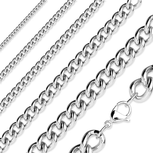 Misty Blue Curb Chain Stainless Steel Necklace
