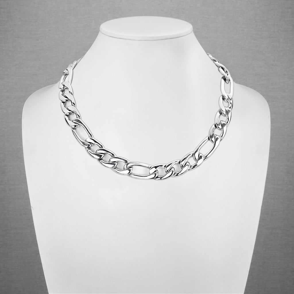 Misty Blue Small and Large Links Chain Stainless Steel Necklace