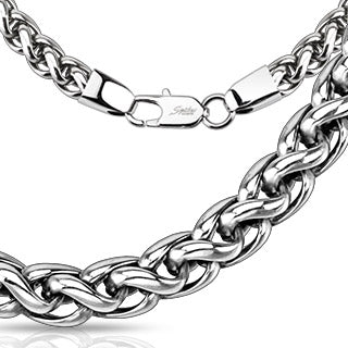 Misty Blue Multi Tangled Weave Stainless Steel Chain Link Necklace